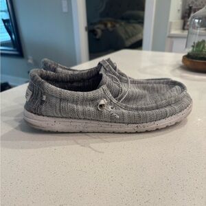 Hey Dude Gray Slip-On Loafers with Textured Fabric